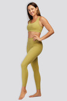 high waisted yoga pants Golden Lime side view