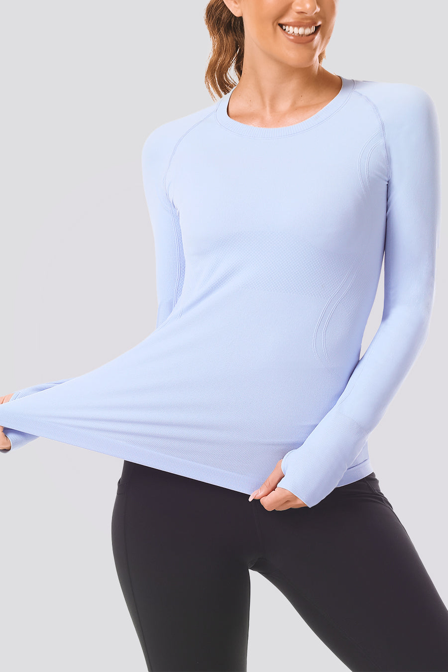 Seamless Long Sleeve Blue front