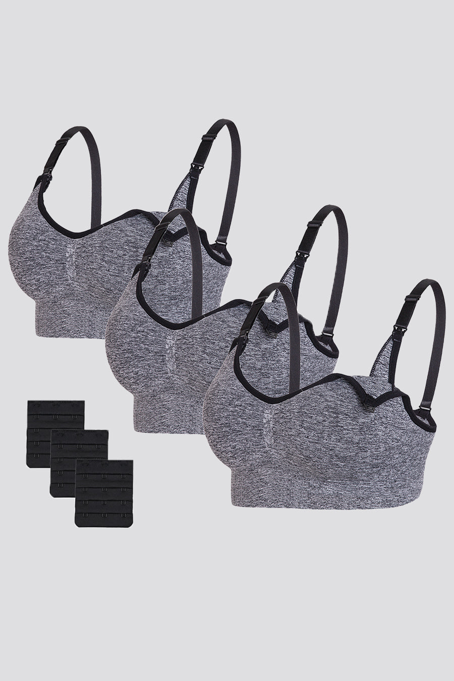 full coverage nursing bras Black Heather front