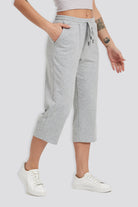 women capri pants Light Gray front view